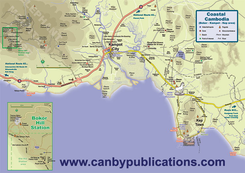 Map: Cambodia Coast from Bokor to Kep