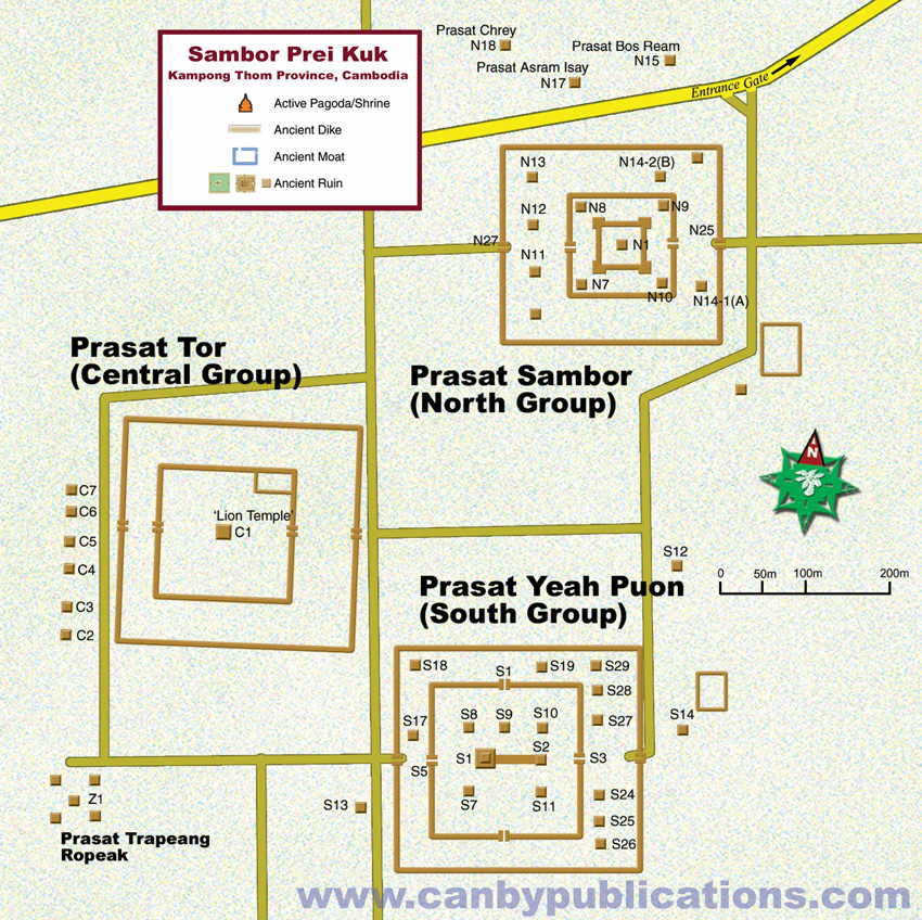 Map - Sambor Prei Kuk, Kampong Thom, Cambodia