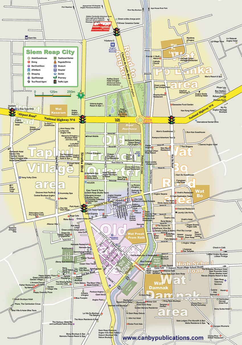 Siem Reap City Map, Cambodia