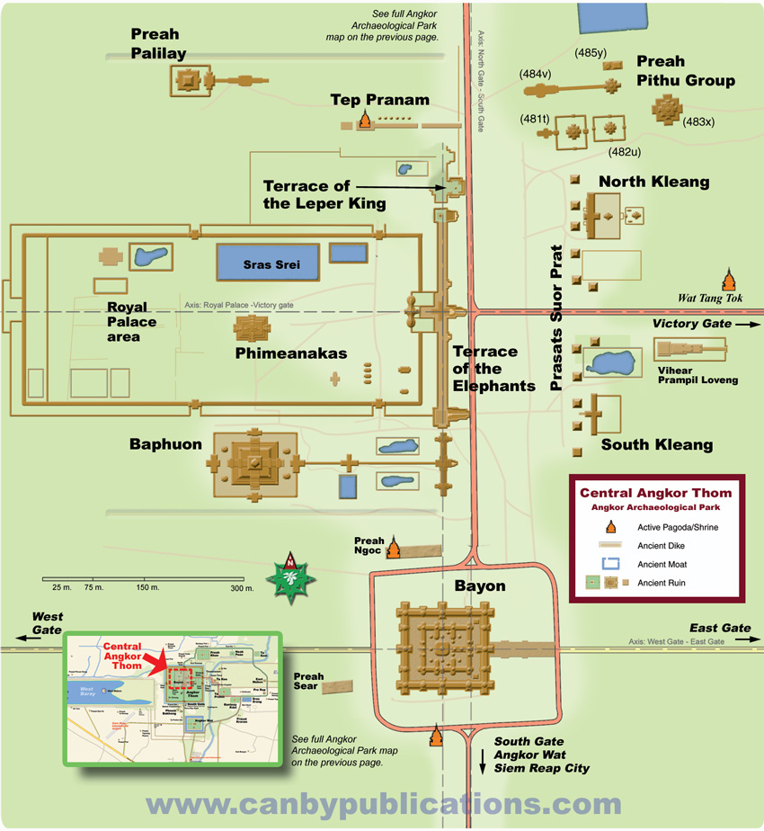 Map - Central Angkor Thom, Cambodia