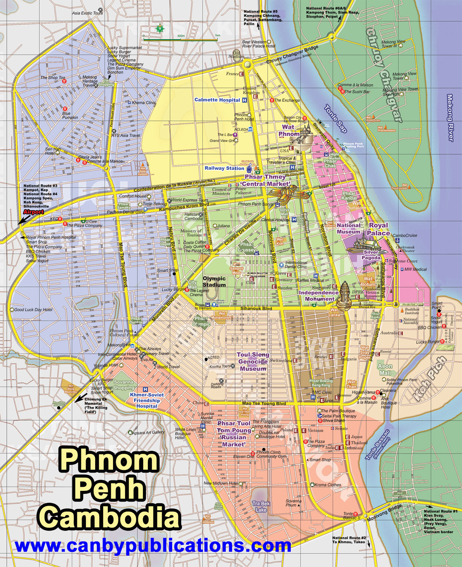 Map Phnom Penh City Cambodia 1500 